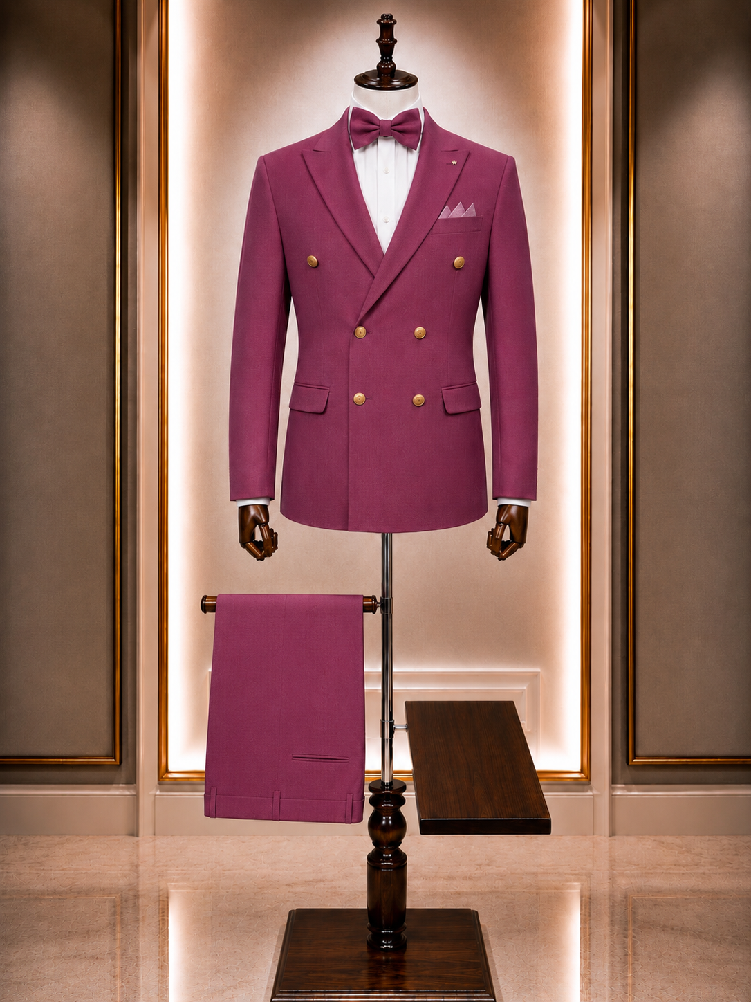 costume croisé rose fuchsia
