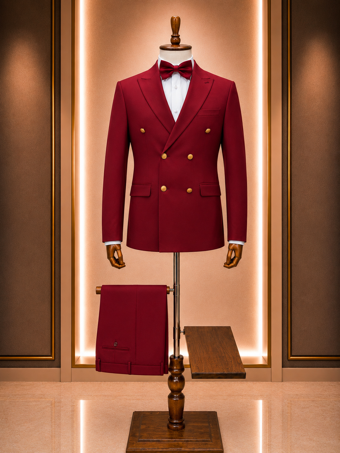 Costume Rouge Classique Bouton Doré