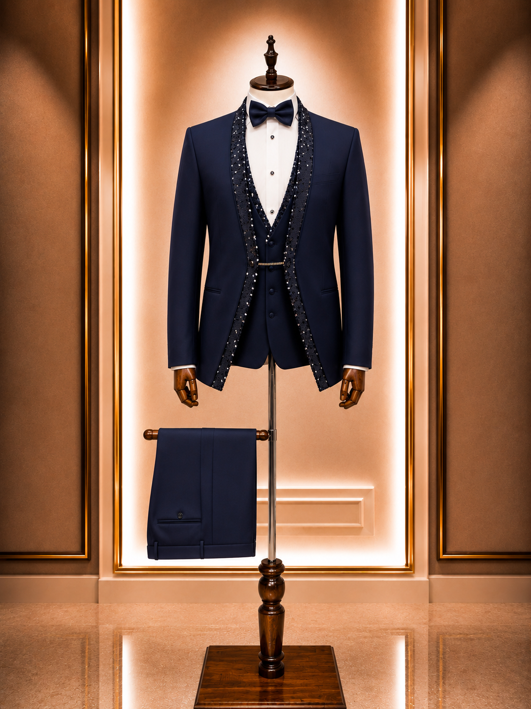 Costume Prestige De Cérémonie Col Mao A Strass